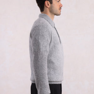 Pulover cu guler polo Shaggy Dog din lână - Gri