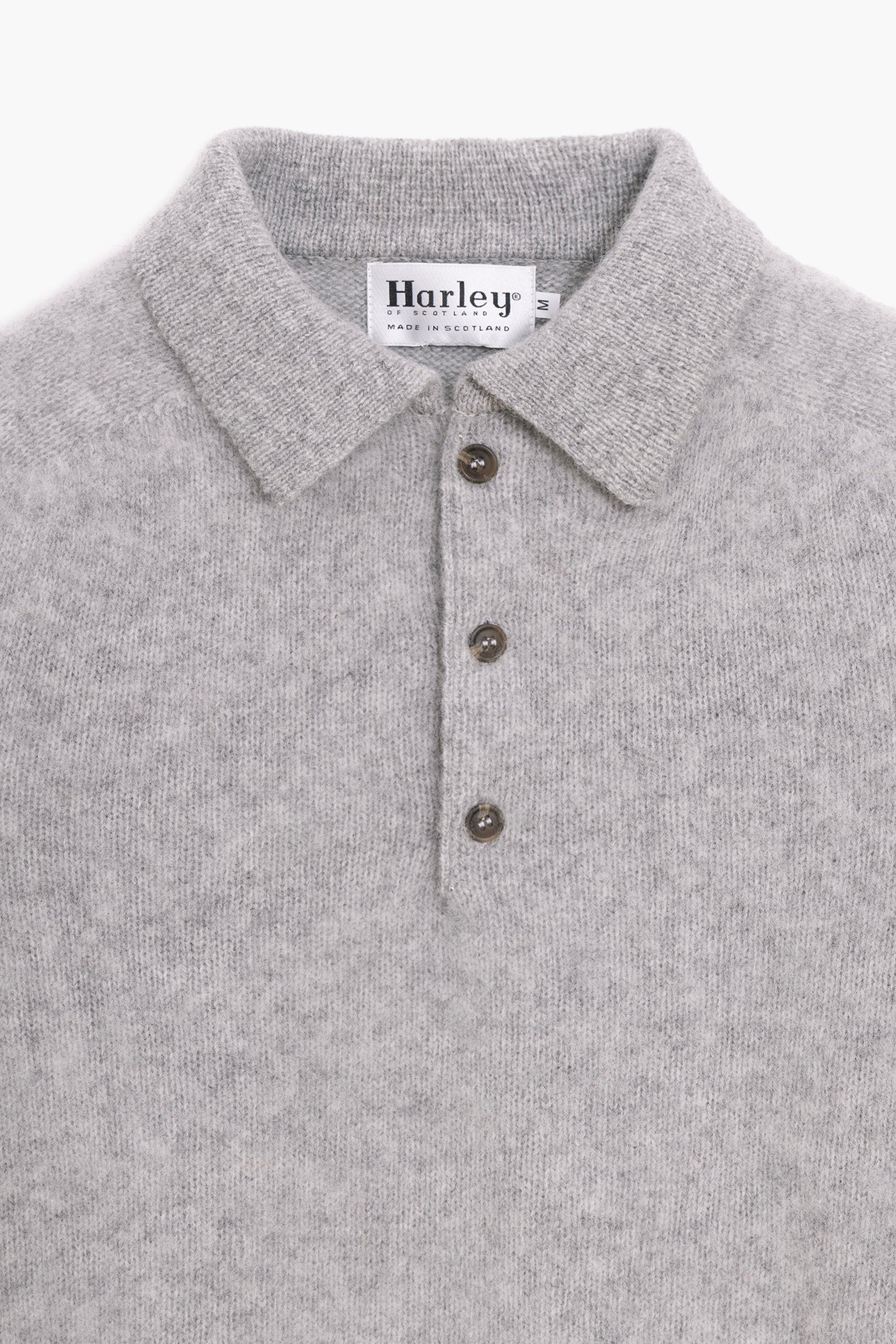 Pulover cu guler polo Shaggy Dog din lână - Gri