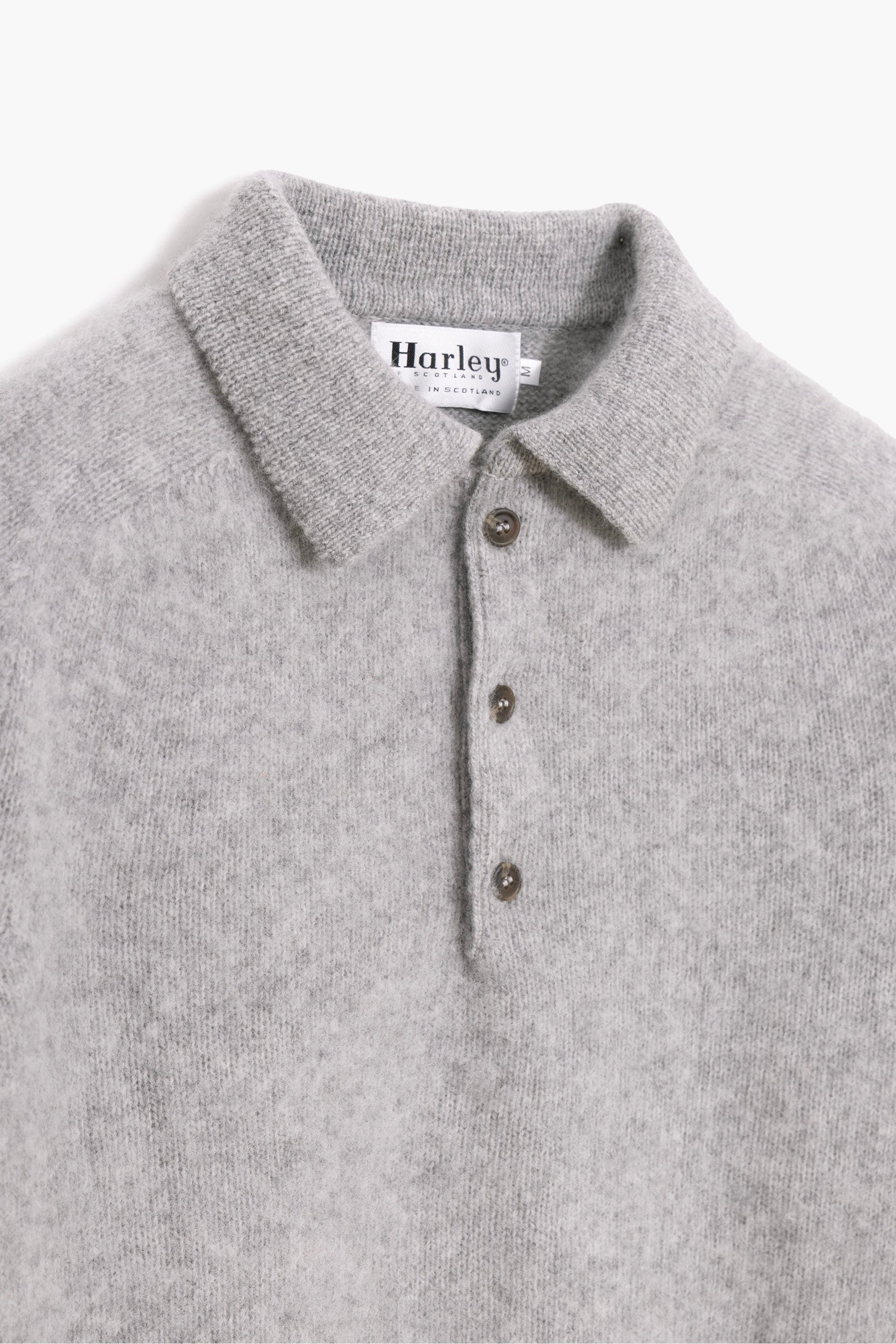 Pulover cu guler polo Shaggy Dog din lână - Gri